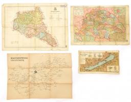 cca 1940 4 db Balaton, Veszprém megye és Magyarország térkép,