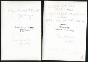 cca 1960 Tiszavölgyi József (1909-?): Felszabadulás gőzhajó fotói, 3 db, az egyiken Kossa István (19...