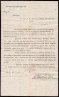 1920 Magyarország Területi Épségének Védelmi Ligája levele egy iskolai tanárnak az általa rendezett ünnepség kapcsán