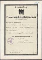 1936 Német állampolgársági igazolás