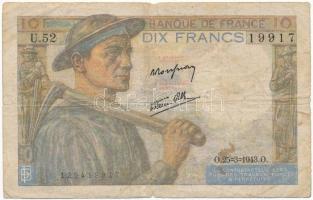 Franciaország 1943. 10Fr T:III- France 1943. 10 Francs C:VG