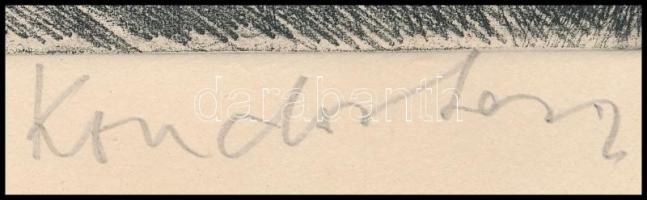 Kondor Lajos (1926-2006): Öregek napközi otthona. Rézkarc, papír, jelzett. Lap alja sérült. 19,5x29 ...