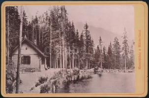 cca 1880 Magas-Tátra, Menedékház a Miklós-tónál, feliratozott fotó, 10,5×16 cm / Vysoké Tatry