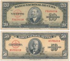 Kuba 1949. 20P + 1950. 50P T:III Cuba 1949. 20 Pesos + 1950. 50 Pesos C:F Krause P#80a, P#81a