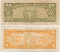 Kuba 1949. 20P + 1950. 50P T:III
Cuba 1949. 20 Pesos + 1950. 50 Pesos C:F
Krause P#80a, P#81a