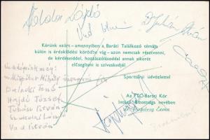 FTC baráti kör meghívója aláírásokkal, pl. Juhász István, Vad István, stb