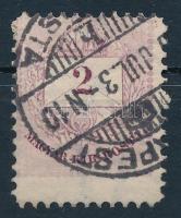 1881 2kr II-es típus, látványosan elfogazott bélyeg + karc / shifted perforation, scratches