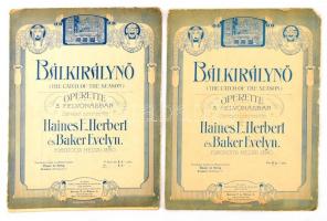 Haines E. Herbert-Baker Evelyn.: Bálkirálynő operett 2 füzete. Bécs, Karczag V.-Wallner K. Szakadt papírkötésekben.
