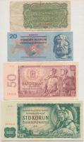 Csehszlovákia 1961. 5K + 1964. 50K + 1961. 100K + 1970. 20K + 1986. 10K + 1988. 20K (2x, egyik Szlovák Köztársaság bélyeggel) + 1987. 50K T:III közte szép papír Czechoslovakia 1961. 5 Korun + 1964. 50 Korun + 1961. 100 Korun + 1970. 20 Korun + 1986. 10 Korun + 1988. 20 Korun (2x, one with Slovenska Republika stamp) + 1987. 50 Korun C:F with nice paper