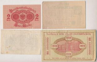Német Birodalom 1914. 2M + 1923. 200.000M + 1923. 2.000.000M + Zweibrücken 1923. 1.000.000M T:III
G...
