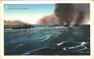Explosion einer Seemine. K.u.K. Kriegsmarine / WWI Austro-Hungarian Navy explosion of a sea mine. G. C. Pola 1912/13. (EK)