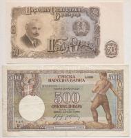 Vegyes: Bulgária 1951. 50L + 1974. 5L + Jugoszlávia 1955. 100D (2x) + Szerbia 1942. 500D T:I--III
M...