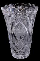 Ólomkristály üveg váza, apró kopásnyomokkal, m: 19,5 cm, d: 13 cm