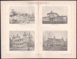 cca 1896 Az ezredéves kiállítás I.,II.,III., + Az ezredéves kiállítás madártávlati képe