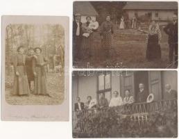 1904-1906 Maroscsapó, Cipau; 3 db eredeti fotó képeslap, családi / 3 pre-1910 photo postcards, family