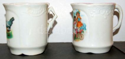 cca 1910 2 db kézzel festett porcelán csésze