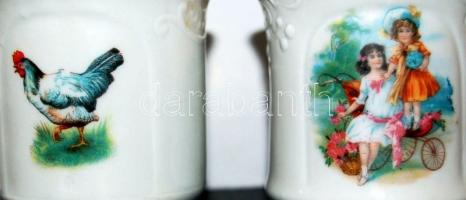 cca 1910 2 db kézzel festett porcelán csésze