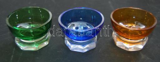 3 db mécsestartó üvegből, kék, narancssárga és zöld színben