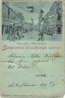 1899 Székesfehérvár, De csodálatosan nézel ki! Nádor utca, Zirczi templom. Kaufman F. kiadása. Humoros montázslap este a Biela üstökös emlékére (b)