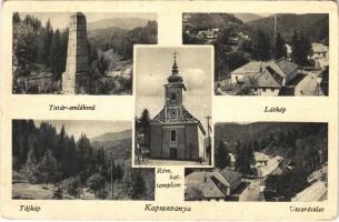 1943 Kapnikbánya, Cavnic; Tatár emlékmű, utca, római katolikus templom / monument, church, street (Rb)