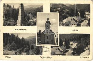 1943 Kapnikbánya, Cavnic; Tatár emlékmű, utca, római katolikus templom / monument, church, street  (Rb)