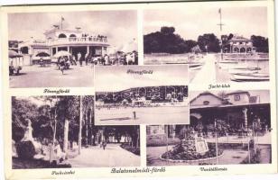 1937 Balatonalmádi, Fövenyfürdő, Jacht klub, park, Vasútállomás