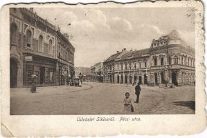 1923 Siklós, Pécsi utca, Fürst Gyula üzlete, Takarékpénztár, kávéház (EK)