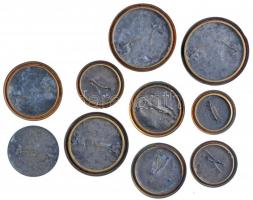 ~1860-1870 10db-os kiállítási emlékérem tétel. Az érmek elő- és hátlapra bontva egyik oldalukon rögz...