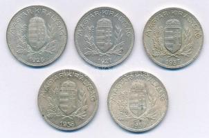 1926-1939. 1P Ag (5xklf) teljes sor! T:2,2- patina 
Adamo P6