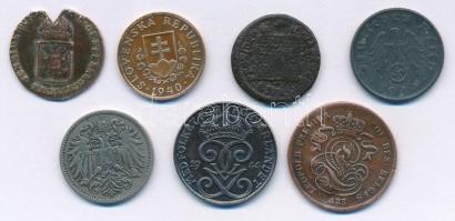 7db-os érme tétel, benne Ausztria 1816O 1/4kr Cu + 1893. 10h Ni, Belgium 1835. 2c Br, Német Harmadik...