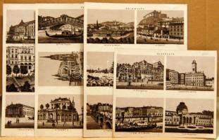 cca 1900 Nyugat-európai városok, Budapest 4 db lap lithoképekkel / 4 pages with litho-pictures