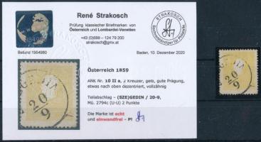 2kr II. yellow "(SZE)GEDIN" Certificate: Strakosch, 2kr II. sárga "(SZE)GEDIN" Certificate: Strakosch