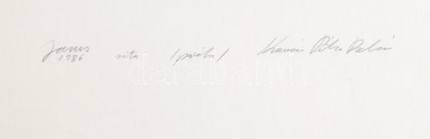 Kovács Péter Balázs (1955-): Janus, 1986. Szitanyomat, papír, jelzett, próbanyomat. Hátoldalán a műv...