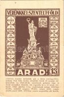 Arad, Vérünkkel szentelt föld! irredenta képeslap a Vértanú szoborral / Hungarian irredenta postcard, 13 Martyrs s: Tary (kis szakadás / small tear)