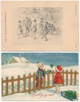 13 db RÉGI gyerek motívum képeslap / 13 pre-1945 children motive postcards