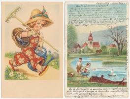 13 db RÉGI gyerek motívum képeslap / 13 pre-1945 children motive postcards