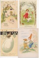 7 db RÉGI motívum képeslap: nyuszis üdvözlő / 7 pre-1945 motive postcards: greetings with rabbits