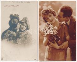 16 db RÉGI motívum képeslap: hölgyek, párok / 16 pre-1945 motive postcards: lady, couples