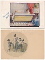 4 db RÉGI motívum képeslap vegyes minőségben: erotikus / 4 pre-1945 motive postcards in mixed quality: erotic