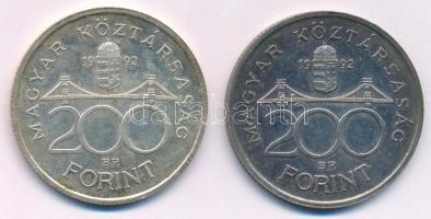 1992. 200Ft Ag "MNB" (2x) T:1-,2 patina Adamo F13