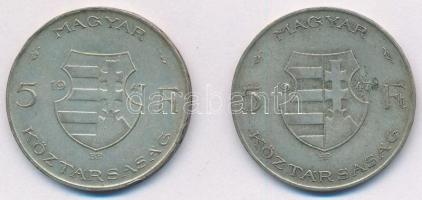 1947. 5Ft Ag "Kossuth" (2x) T:2-,3 patina Adamo F8.1