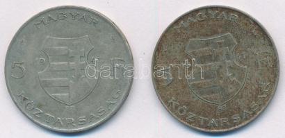 1947. 5Ft Ag "Kossuth" (2x) T:2-,3 patina Adamo F8.1