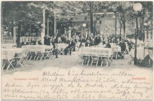 1906 Budapest XIV. Városliget, Wampetics vendéglő kerthelyisége, étterem, pincérek (Gundel étterem elődje)