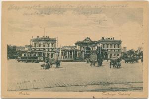 1926 Wroclaw, Breslau; Freiburger Bahnhof / railway station, tram  (EK)