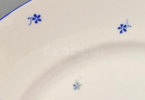 Herendi kék virág mintás süteményes készlet 6+1 darabos. Kézzel festett, jelzett,  kopással. d: 20 c...