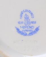2 db Herendi kék virág mintás tál.  Kézzel festett, jelzett  (1839-1939 jubileumi jelzés),, kevés ko...