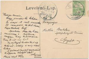 1908 Baja-Bátaszék, épülő vasúti híd felállványozva  (EK)