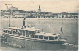 1907 Pozsony, Pressburg, Bratislava; vár, inga hajó / castle, steamship