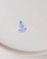 Herendi kék virág mintás leveses és lapos tányérok 4+4 db.  Kézzel festett, jelzett, (1839-1939 jubi...