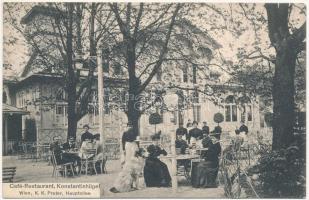 1908 Wien, Vienna, Bécs II. K.k. Prater, Hauptallee, Café Restaurant Konstantinhügel